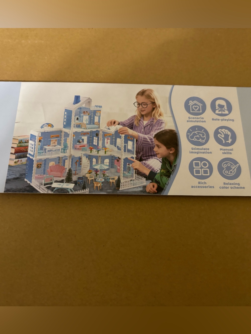 New Blue Dollhouse Big Dream House Pretend Play Toys